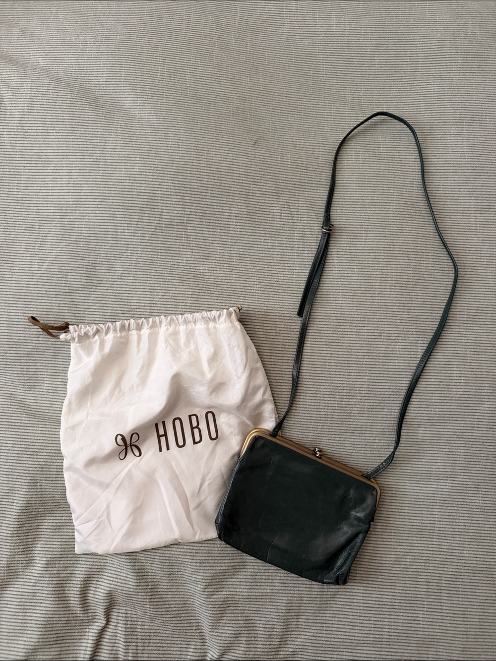HOBO Green Leather Crossbody Frame Purse